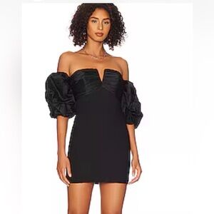 Cinq A Sept Women's Teo Dress Black Puff Sleeve New Size 14